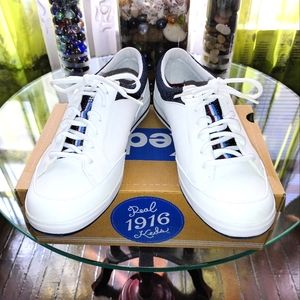 Keds White Leather Lace-up Sneakers with Navy Details